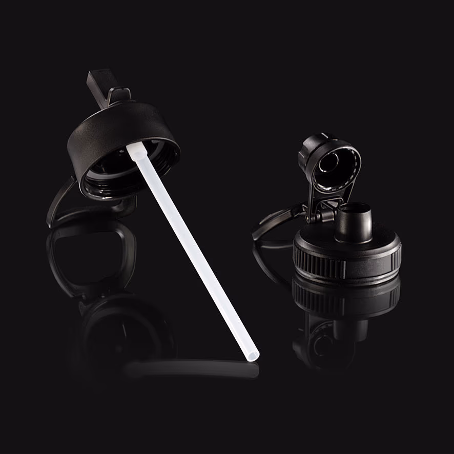 VANYX Thermo Drinking Bottle, vacuum insulated, 32 oz, 1000 ml, 2 lids